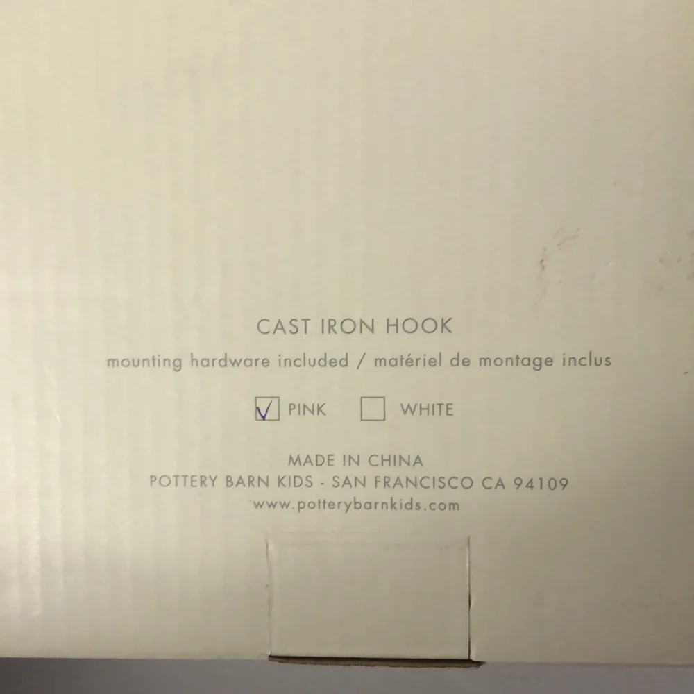 Pottery Barn Kids Cast Iron Wall Mount Pink Hook NIB - Picture 8 of 10